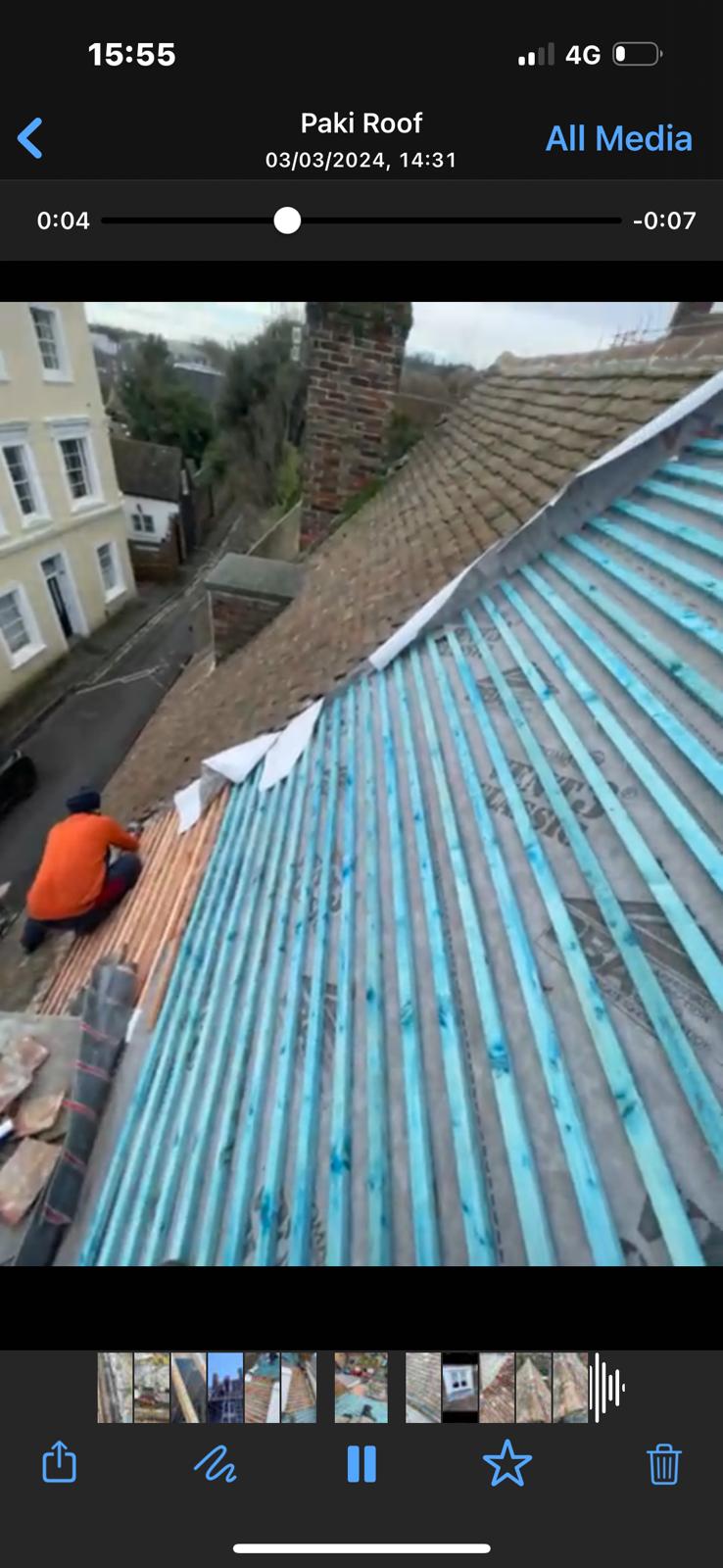 Roof needing repair in Battersea
